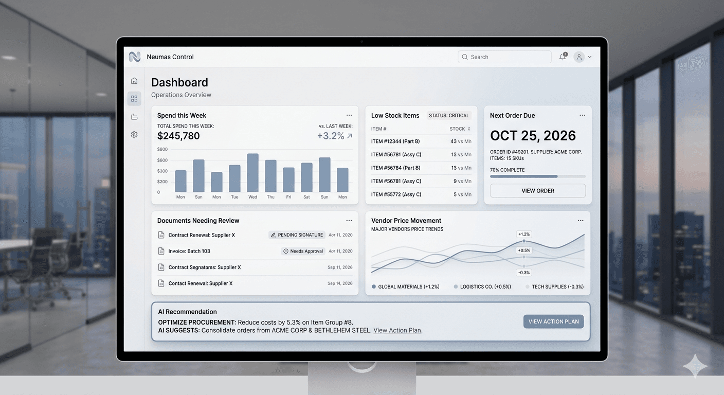 Neumas Control dashboard overview